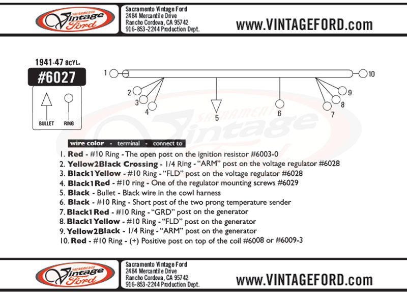 VOLTAGE REGULATOR HARNESS (8cyl) 1941-47