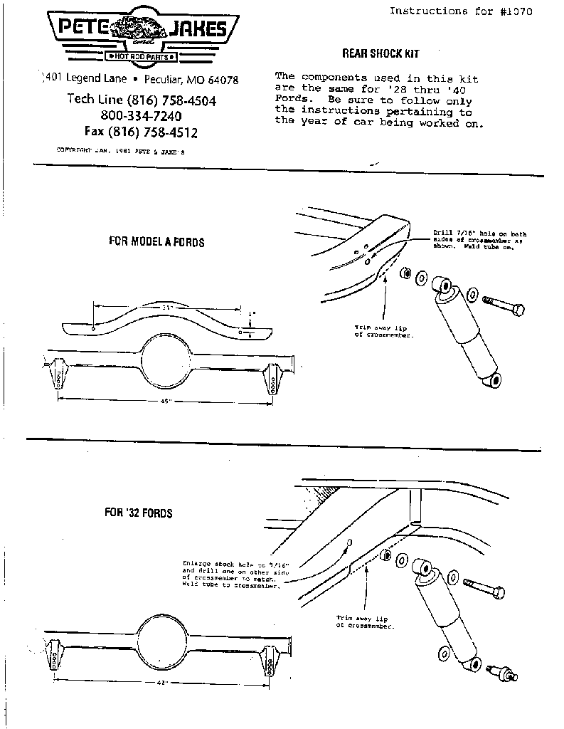 REAR SHOCK KIT- PLAIN 1928-40