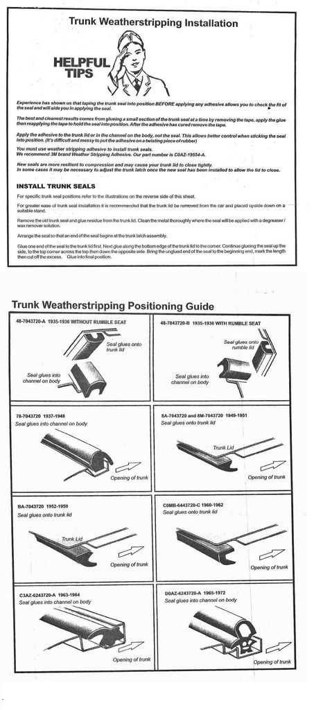 TRUNK SEAL- 1937-40 ALL & 1941-48 COUPE- 'CUT TO FIT'   16' LENGTH
