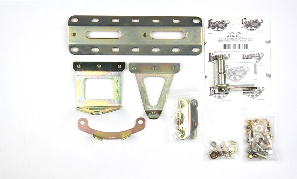 LOKAR SHIFTER FORD AOD 23" NOSTALGIA DOUBLE BEND CHROME STICK, CASE MOUNT, BLACK KNOB