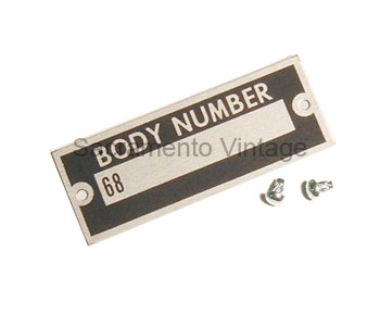 BODY NUMBER DATA PLATE (68) 1936