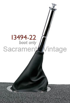HAND BRAKE BOOT for TRANSMISSION MOUNTED EMERGENGY BRAKE BLACK with POLISHED STAINLESS MOUNTING RING by LOKAR 