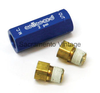 RESIDUAL PRESSURE VALVE 2 POUND WITH FITTINGS WILWOOD