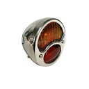 TAIL LAMP- LEFT / ALL STAINLESS WITH RED/AMBER & LICENSE LENS / 6 VOLT INCANDESCENT/ 1928-31