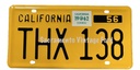 LICENSE PLATE- THX 138 - EMBOSSED METAL W/ 1962 TAG/STICKER