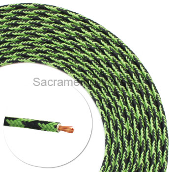 [17627-8] 14 GA GREEN/BLACK 50/50 VINTAGE WIRE 8 FT ROLL