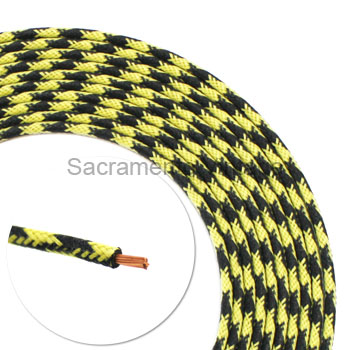[17642] 14 GA YELLOW/BLACK 50/50 VINTAGE WIRE 16 FT ROLL