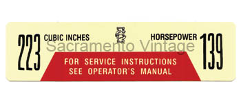[09350-3] AIR CLEANER DECAL 223/139 1957-60
