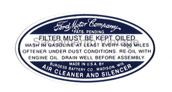 [05905] AIR CLEANER DECAL-DRY AIR 1933-36
