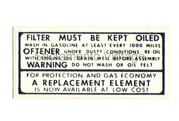 [05906] AIR CLEANER DECAL-DRY AIR 1939-40