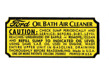 [05907] AIR CLEANER DECAL-OIL BATH 1941 BLK/YEL