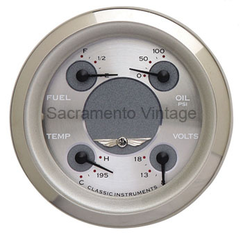 [13034-Q] ALL AMERICAN QUAD GAUGE CURVED LENS/STAINLESS/SILVER