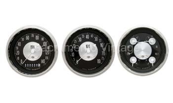 [13034-T-Q3] ALL AMERICAN TRADITION QUAD/SPEEDO/ TACH (3) GAUGE SET GM SENDERS