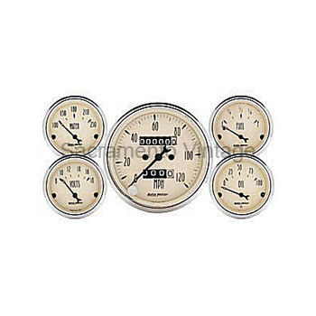 [AM1808] ANTIQUE BEIGE GAUGE SET 3 1/8 MECH SPEEDO by AUTO METER
