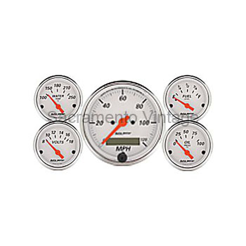 [AM1302] ARTIC WHITE GAUGE SET 3 1/8 ELEC SPEEDO by AUTO METER