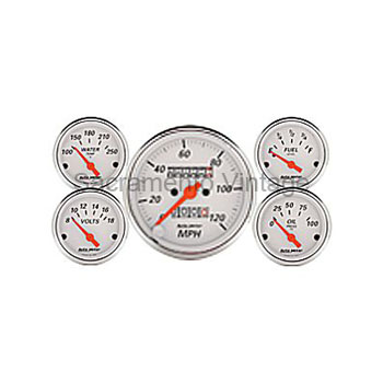 [AM1300] ARTIC WHITE GAUGE SET 3 1/8 MECH SPEEDO by AUTO METER