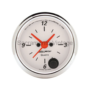 [AM1385] ARTIC WHITE QUARTZ CLOCK 2 1/16 by AUTO METER
