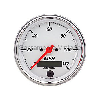[AM1380] ARTIC WHITE SPEEDO (E) 3 3/8 0-120 MPH by AUTO METER