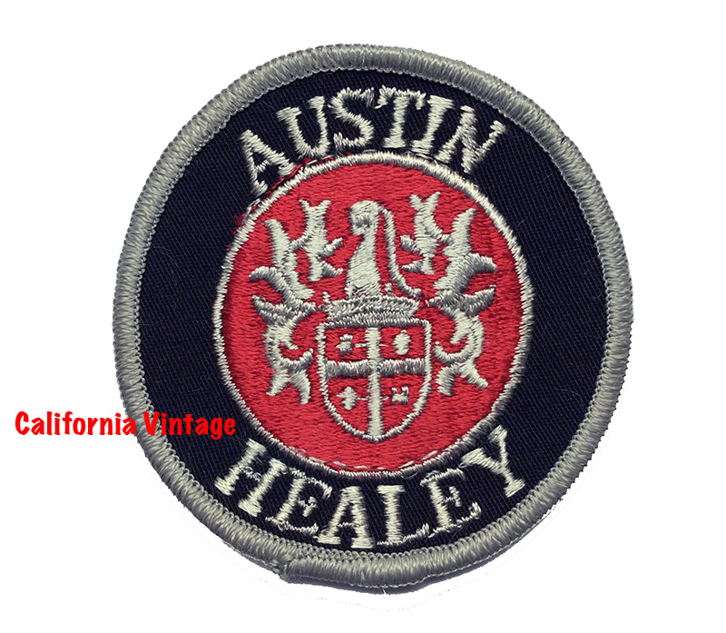 [PATCH-AUSTIN HEALEY] AUSTIN HEALEY EMBROIDERED PATCH 3in CIRCLE BLACK WITH RED SILVER CREST