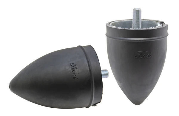 [05081-0] AXLE BUMPERS- FRONT ,CONE SHAPE 1935-38 CAR & PU FORD SCRIPT SET OF 2