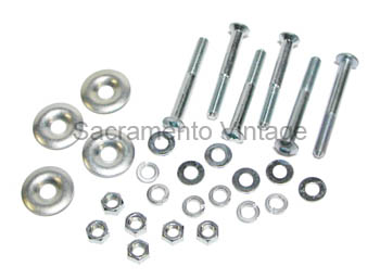 [08423-2] BED HOLD DOWN BOLT SET- ORIGINAL STYLE 
 / square drive heads / plain late 1950-72