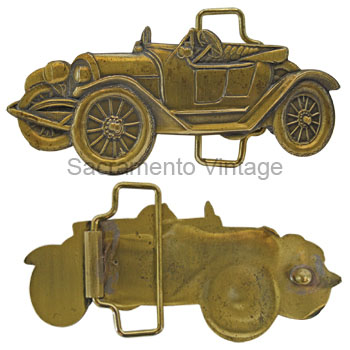 [BB-6018-1] BELT BUCKLE OLD CAR ROADSTER SOLID BRASS