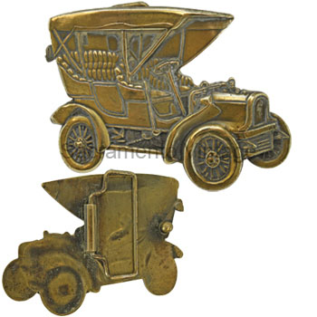 [BB-6018-2] BELT BUCKLE OLD CAR TOURING SOLID BRASS