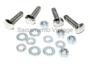 [08413-5] ANGLE STRIP BOLT SET-  REAR OF BED WOOD  / POLISHED STAINLESS 1951-1972