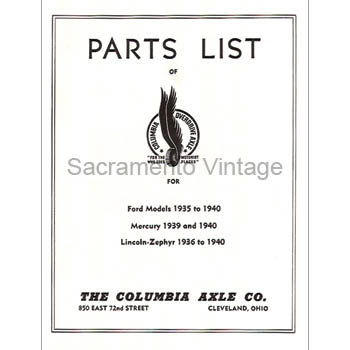 [09295] BOOK- COLUMBIA AXLE PARTS 1935-40