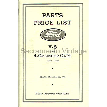 [09209] BOOK- PARTS PRICE LIST 1928-31 & 1932
