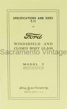 [09020] BOOK- T WINDSHIELD SPECIFICATION 1915-27