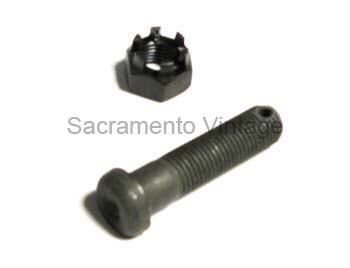 [00182-28] BRAKE HANDLE PIVOT BOLT 1928-29 WITH CASTLE NUT AND SHAVED SIDE