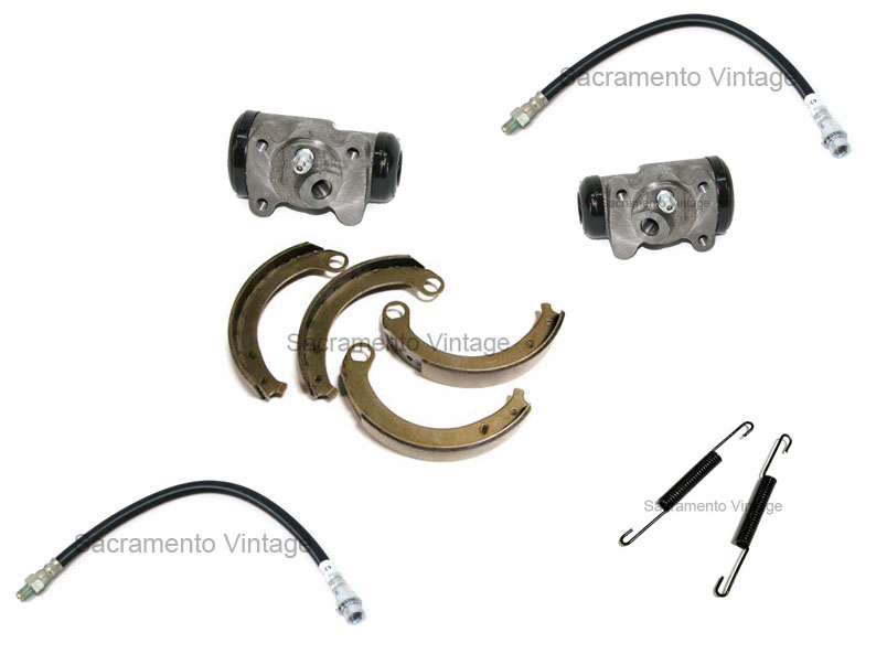 [05203-2] BRAKE JOB KIT-  FRONT / NEW SHOES, WHEEL CYLINDERS, SPRINGS & HOSES 1942-48