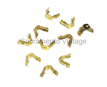 [05977-1] BRASS BUTTERFLY CLIPS FOR END OF PLUG WIRES AT DISTRIBUTOR - 10 PCS