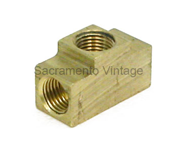 [12005-21] BRASS 'T' FITTING- 3/16" INVERTED FLARE x 1/8" PIPE