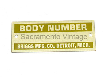 [00662-6] BRIGGS BODY DATA PLATE- brass