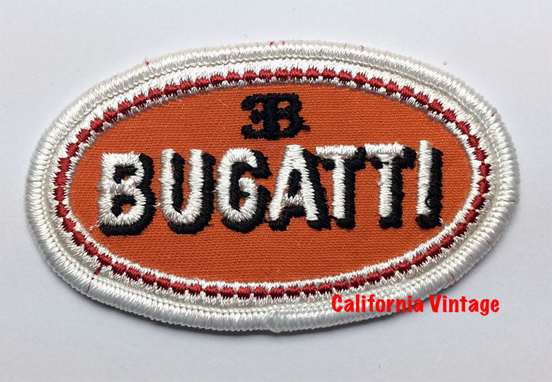 [PATCH-BUGATTI] BUGATTI EMBROIDERED PATCH 3-1/2 X 2 ORANGE OVAL WITH WHITE TRIM AND BLACK AND WHITE LETTERING