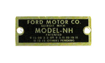 [03759] CARBURETOR DATA PLATE- HOLLEY NH 1922-27
