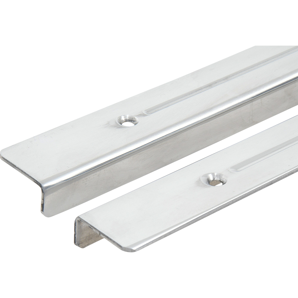 [08399-11] DOOR SILL TRIM / CARPET KEEPERS (SILL PLATES)- POLISHED ALUMINUM 1948-56 