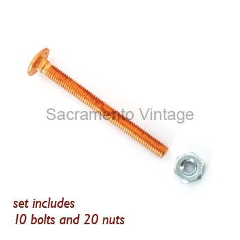 [03809-2-1] COIL BOX BOLT SET W/ NUTS 1909-25 COPPER PLATED SMALL BOLTS