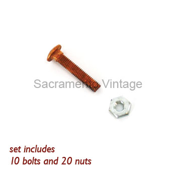 [03809-2-3] COIL BOX BOLT & NUT SET  1926-27 COPPER PLATED SMALL BOLTS 1"