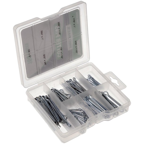 [00165-1] COTTER PIN ASSORTMENT 106 Pcs ZINC PLATED IN PLASTIC CASE