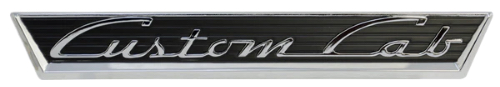 [08176-4] CUSTOM CAB DOOR EMBLEMS- CHROME WITH PAINTED BLACK BACKGROUND AND CLIPS 1955-56