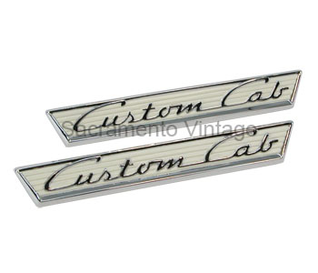 [08176-0] CUSTOM CAB DOOR EMBLEMS- PAINTED CREME BACKGROUND 1955-56