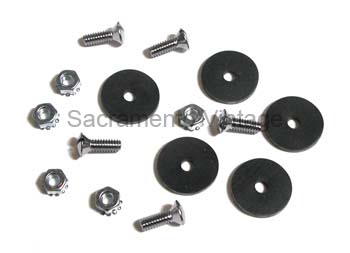 [00602-3] DASH RAIL MOUNTING SCREW SET- 1928-29 STAINLESS W/ SPACERS AND NUTS
