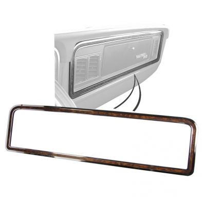 [208191-3] GLOVE BOX TRIM R.H WOOD GRAIN/CHROME 1973-79