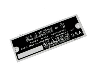 [03985] DATA PLATE- KLAXON HORN