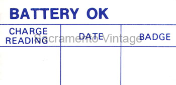 [09361] DECAL - BATTERY TEST OK 1960-63