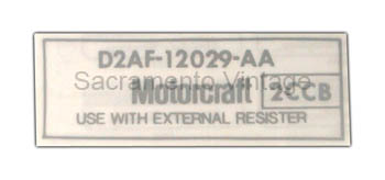 [09353-2] DECAL - MOTORCRAFT COIL 1972-80
