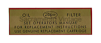 [09351-2] DECAL - OIL FILTER 1954-57